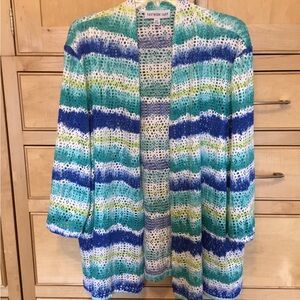 SOUTHERN LADY Beach cover-up or casual jacket. 2X.Vibrant colors on white.